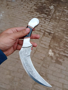 Karambit Knife with Black horn and Stainless steel handle.