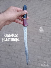 Load image into Gallery viewer, Handmade Boning Knife With Micarta and Black Horn on handle.