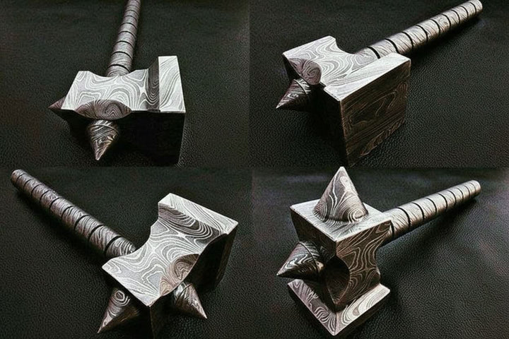 custom hand made Damascus steel hammer DK - 0081 handmade by JW SteelCrafts