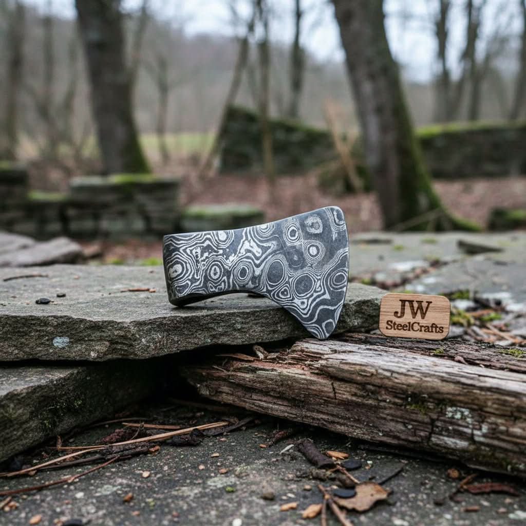 Custom Handmade Damascus Steel Viking Axe Pendant / Perfect gift DE - 0011 handmade jewelry by JW SteelCrafts