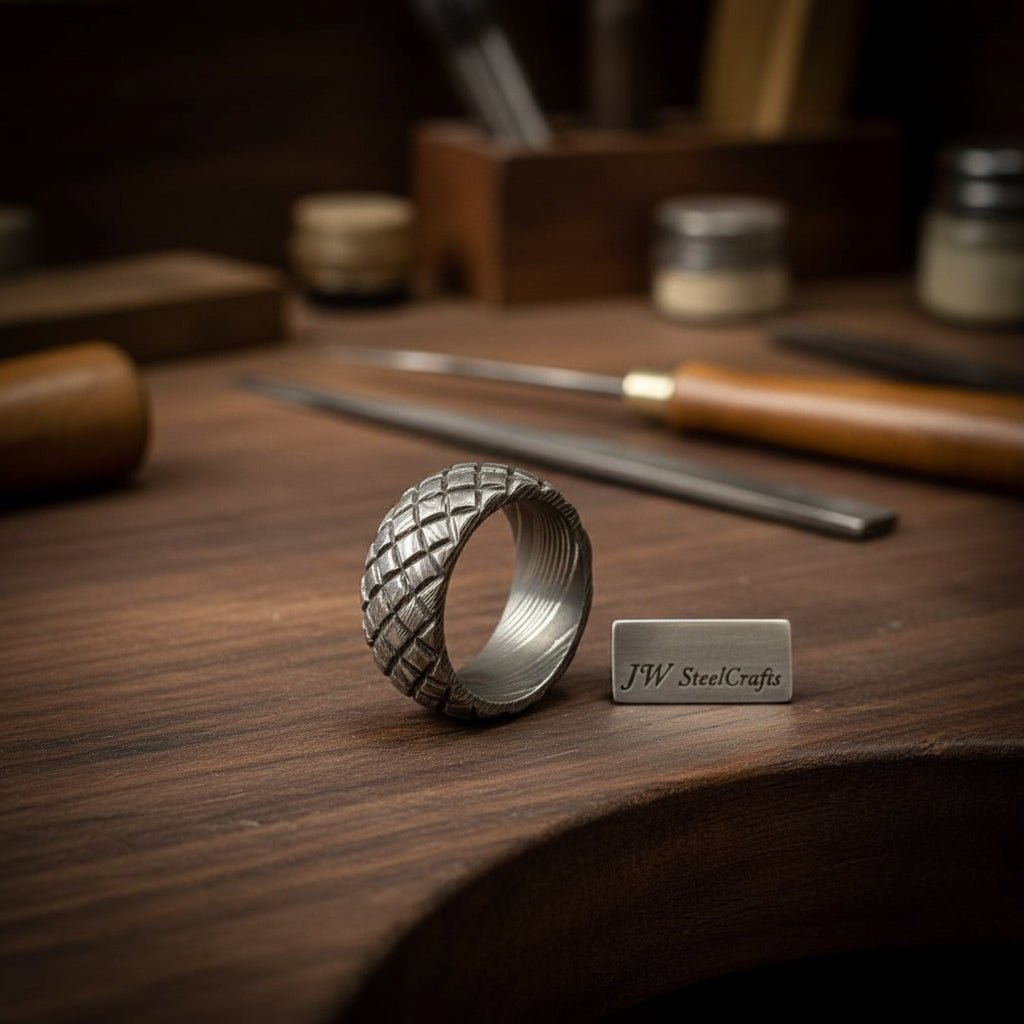 Custom Handmade Damascus Steel Wedding Ring/ Engagement Gift / Wedding Band /Perfect Gift DE - 0030 handmade Ring by JW SteelCrafts