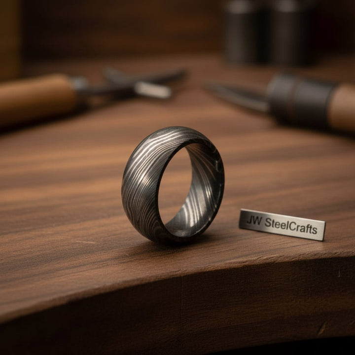 Custom Handmade Damascus Steel Wedding Ring/ Engagement Gift / Wedding Band /Perfect GiftDE - 0020 handmade Ring by JW SteelCrafts