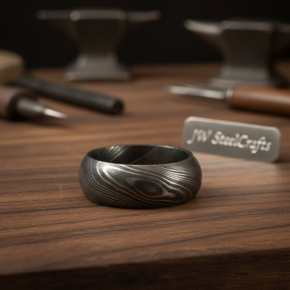 Custom Handmade Damascus Steel Wedding Ring/ Engagement Gift / Wedding Band /Perfect GiftDE - 0020 handmade Ring by JW SteelCrafts