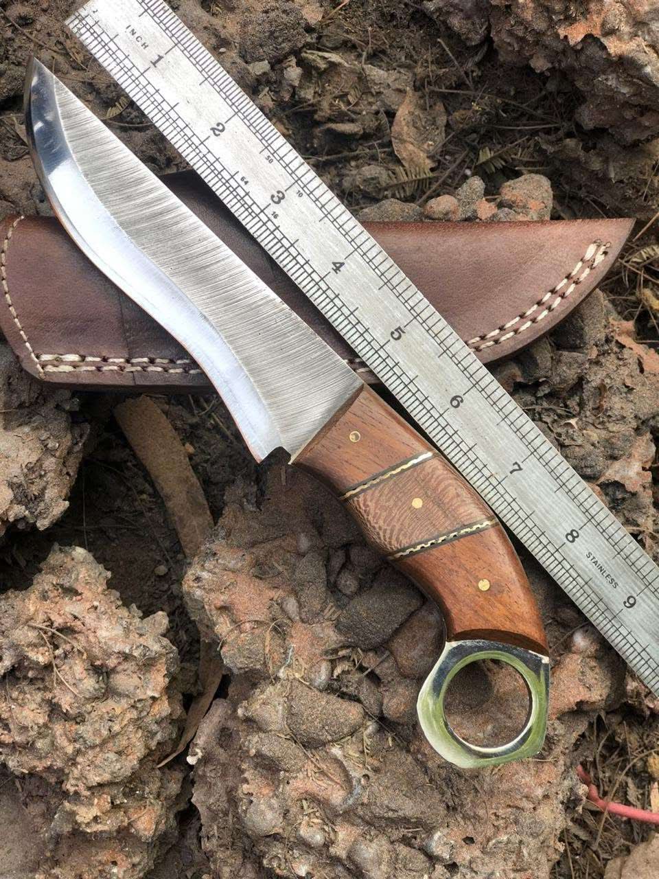 Custom Handmade Stainless Steel hunting knife leather sheath BM - 0096 handmade by JW SteelCrafts
