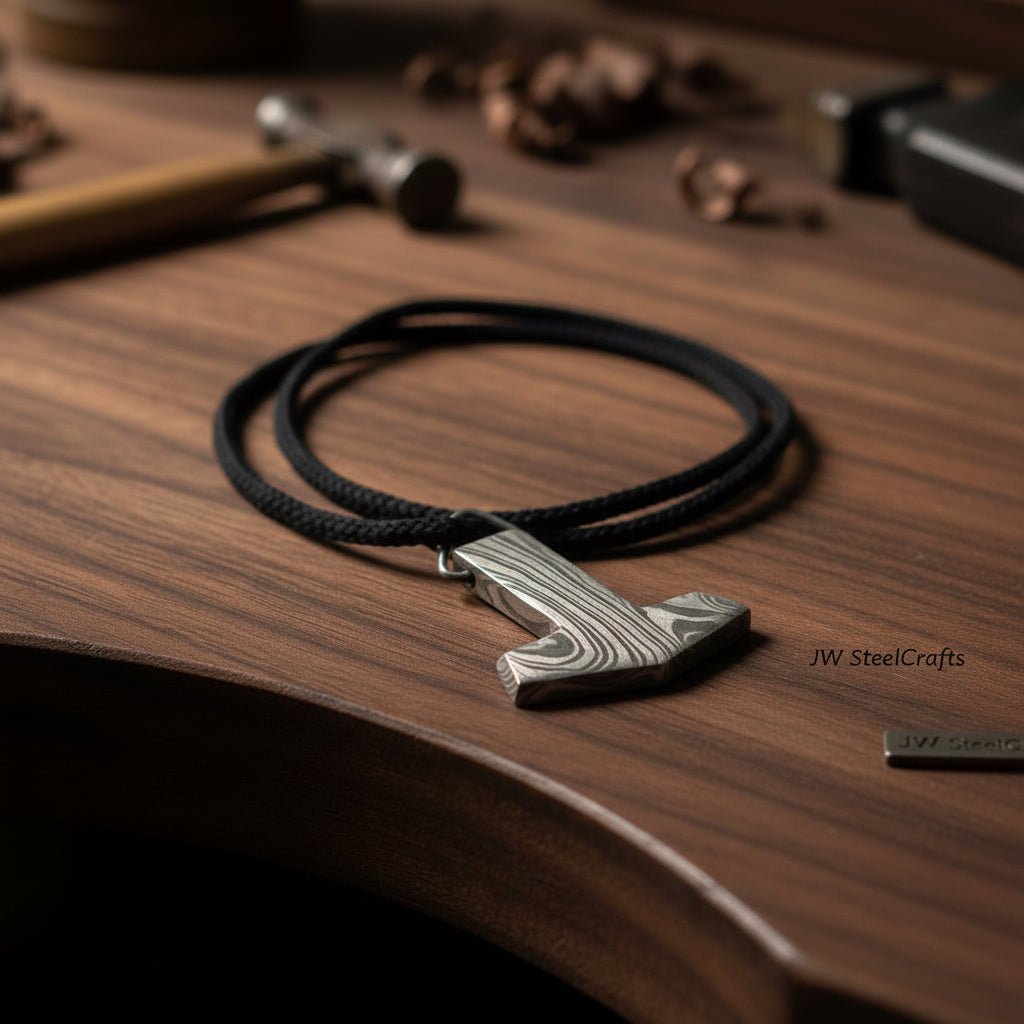 Custom Handmade Thor's Hammer Damascus Steel Pendant Locket Accessories/Perfect Gift handmade Knife by JW SteelCrafts