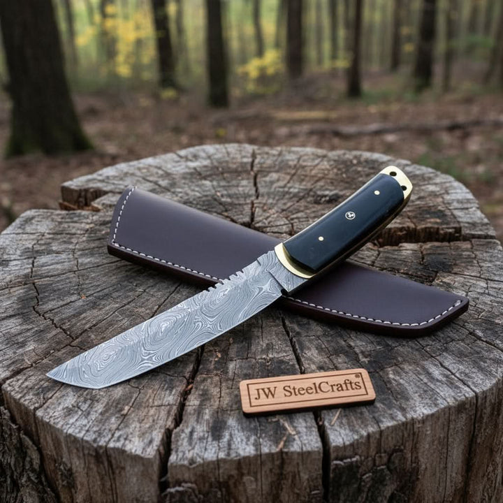 Custom tactical Tanto knife, damascus knife, Tanto handmade by JW SteelCrafts