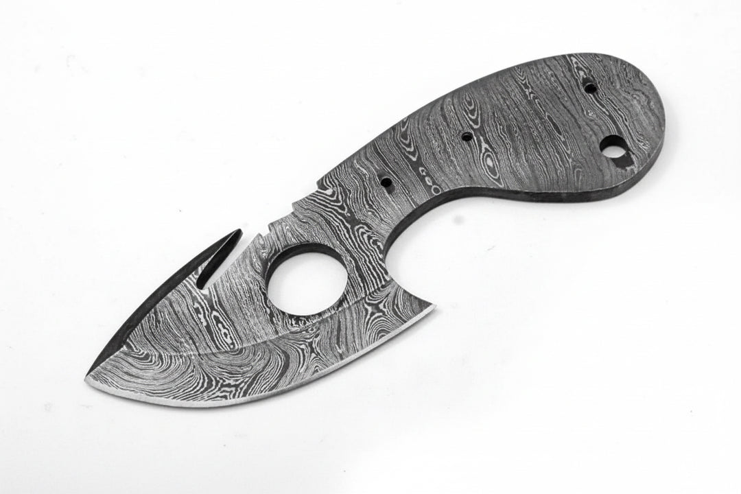 Custom Twist Damascus Steel Drop Point Small Blank Blade for Skinner/ Hunting knife making Blank Blade DK - 0060 handmade by JW SteelCrafts