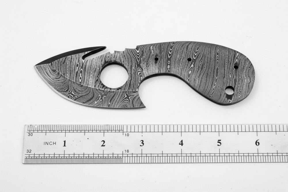 Custom Twist Damascus Steel Drop Point Small Blank Blade for Skinner/ Hunting knife making Blank Blade DK - 0060 handmade by JW SteelCrafts