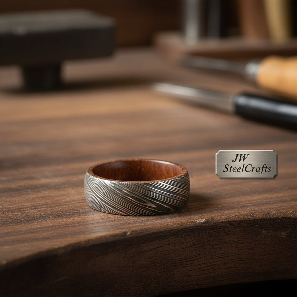 Customisable handmade Damascus Steel Beautiful Engagement ring / perfect Gift /Wedding Gift DE - 001 handmade Metal rode for craft by JW SteelCrafts
