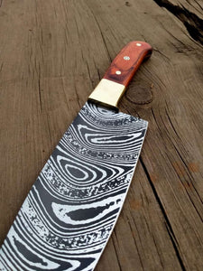 Chef knife Handmade Stainless steel blade with Damascus steel pattern design on the blade !!
