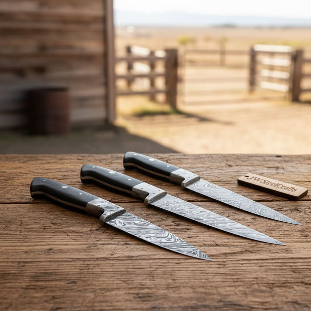 Beautiful Custom Made Forged Damascus Steel Chef knifes handmade Handmade Chef Knife Sets