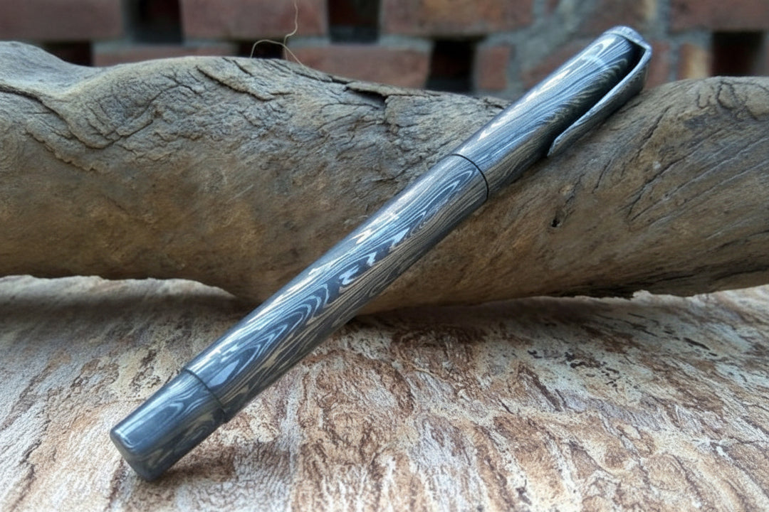 Damascus Knife Handmade - 05'' Damascus steel pen Parker ink filler DE - 0081 handmade by JW SteelCrafts