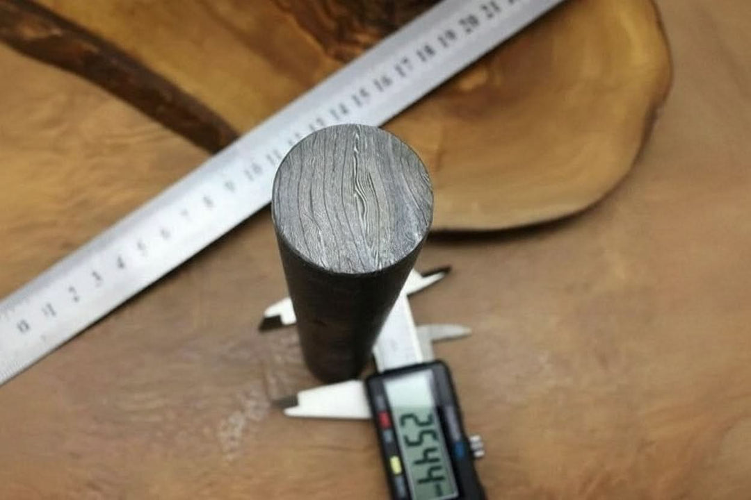 Damascus Steel Rod Bar Bush Craft Jewellery Making 6”*25 mm DE - 0074 handmade by JW SteelCrafts