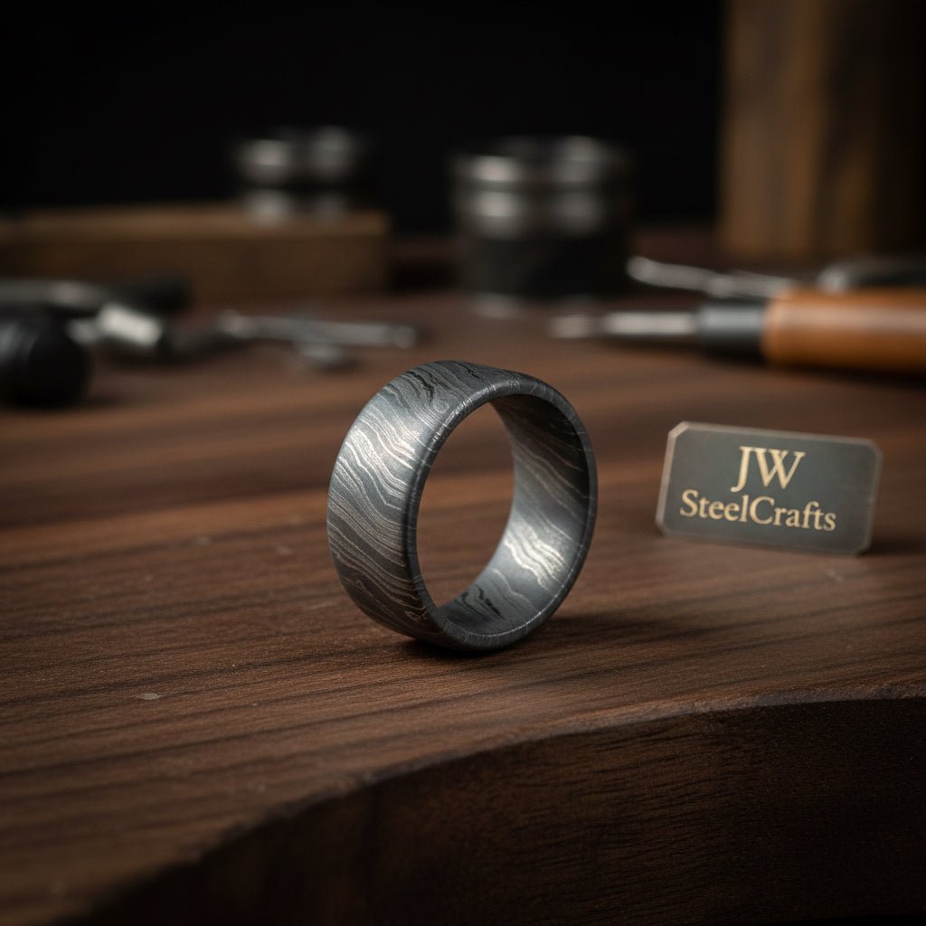 Damascus Steel Round Bar Rod - Jewelry - Pen - Buckle - rings Making Supply DK - 0125 handmade by JW SteelCrafts