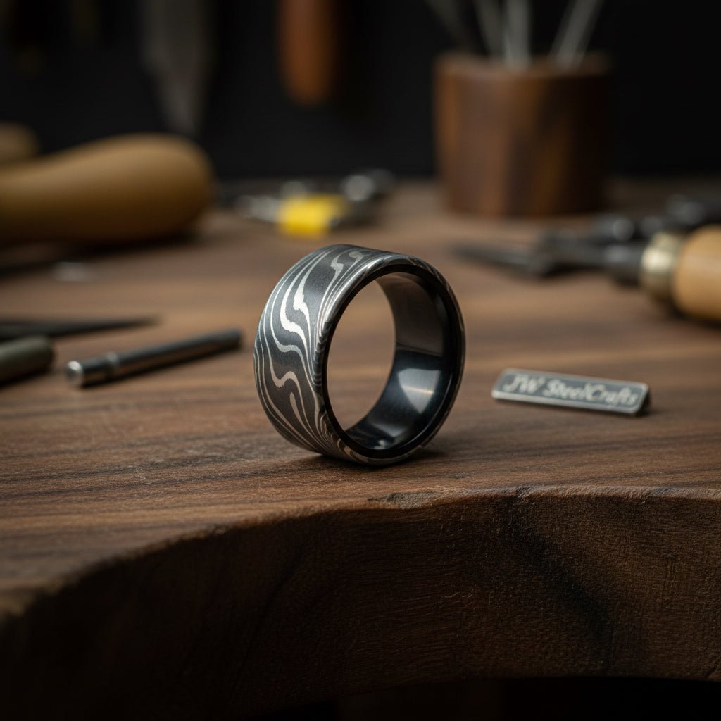 Damascus Steel Round Bar Rod - Jewelry - Pen - Buckle - rings Making Supply DK - 0125 handmade by JW SteelCrafts
