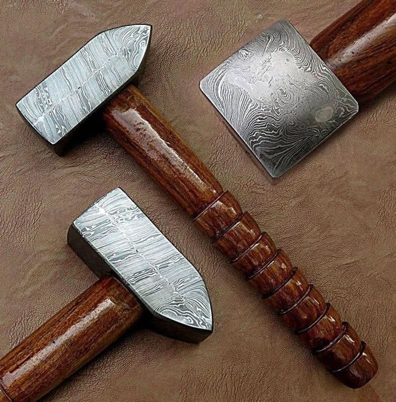 DAMASCUS steel Stunning Hammer MB - 0017 handmade Knife by JW SteelCrafts