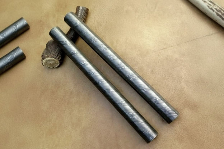 Damascus twist bar round bar for ring/guard making 30 mm thick 10.5 inch DE - 0075 handmade by JW SteelCrafts