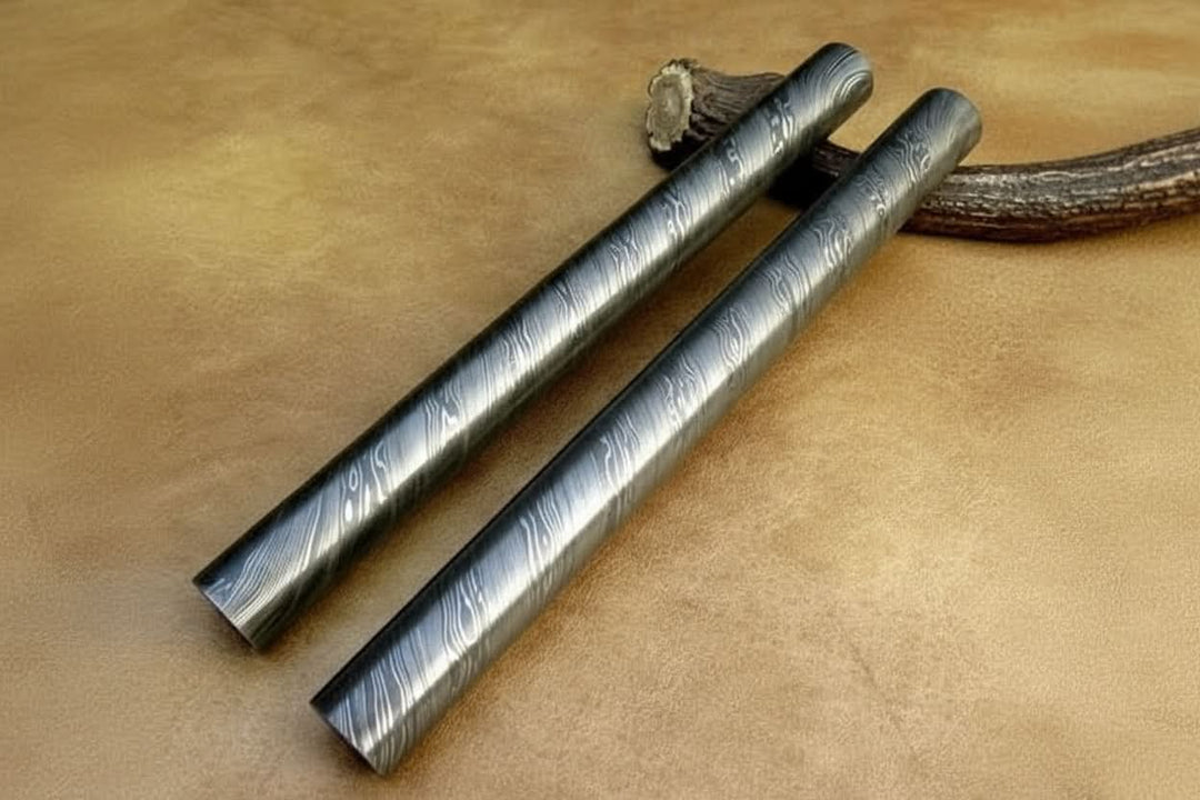 Damascus twist bar round bar for ring/guard making 30 mm thick 10.5 inch DE - 0075 handmade by JW SteelCrafts