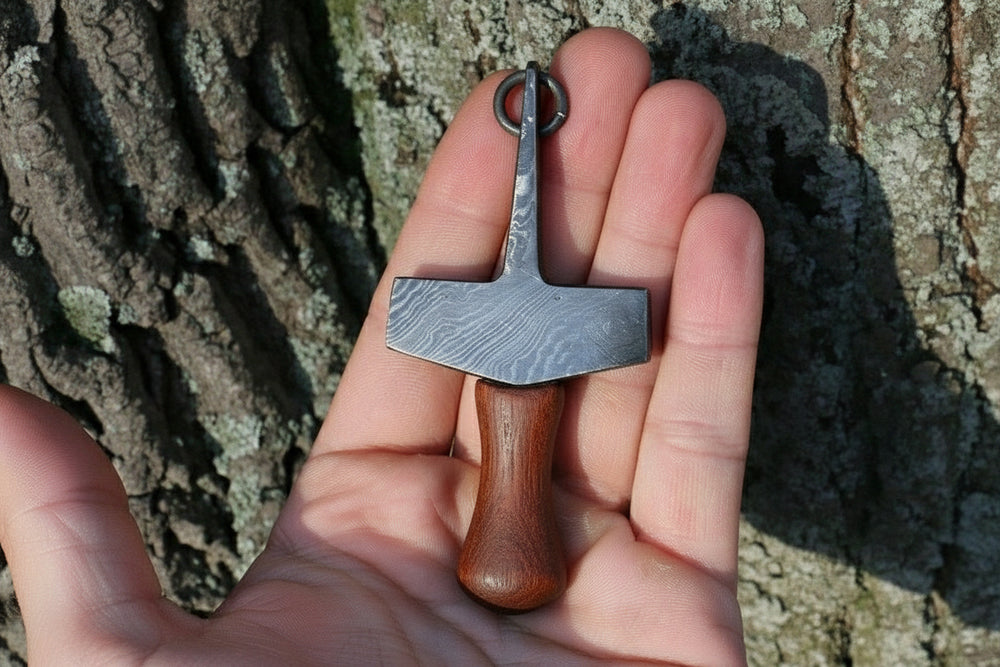 DE - 0015 Custom Handmade Damascus steel Viking pendant /Thor Hammer Pendant/Jewellery handmade by JW SteelCrafts