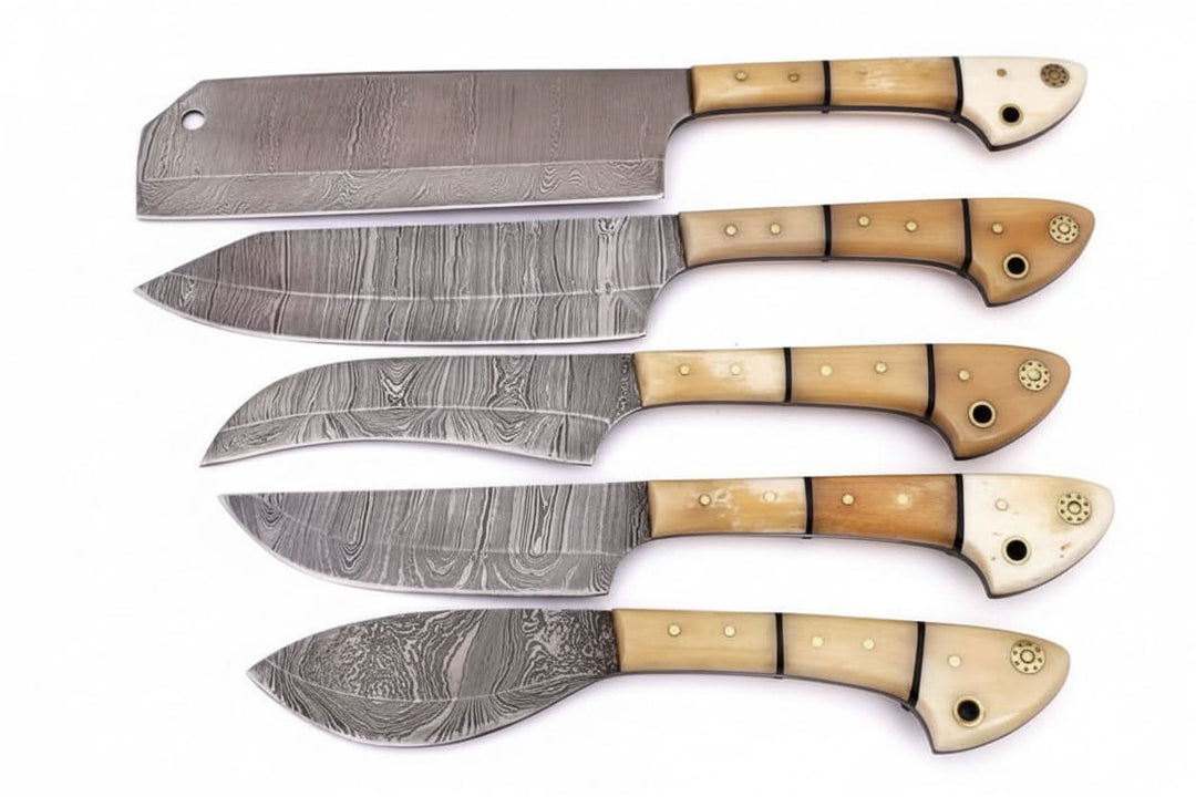 EST Custom Handmade Damascus Steel Beautiful 5Pcs. Kitch DK - 0011 handmade by JW SteelCrafts
