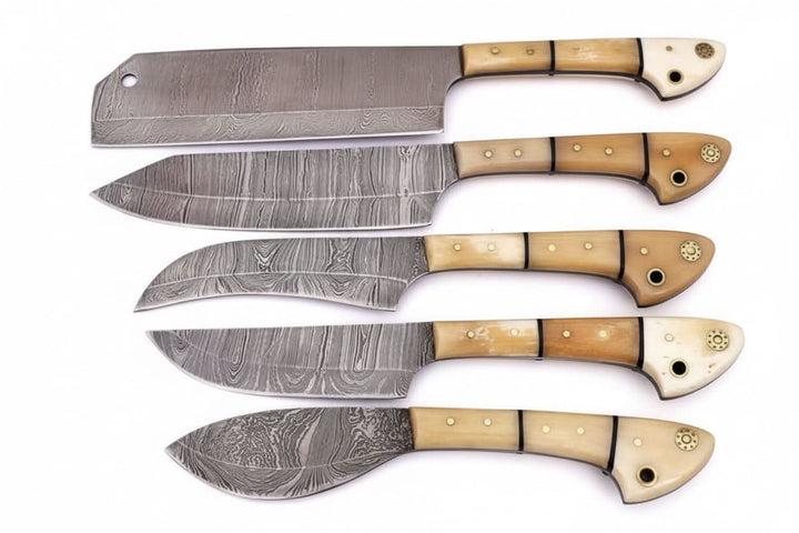 EST Custom Handmade Damascus Steel Beautiful 5Pcs. Kitch DK - 0011 handmade by JW SteelCrafts