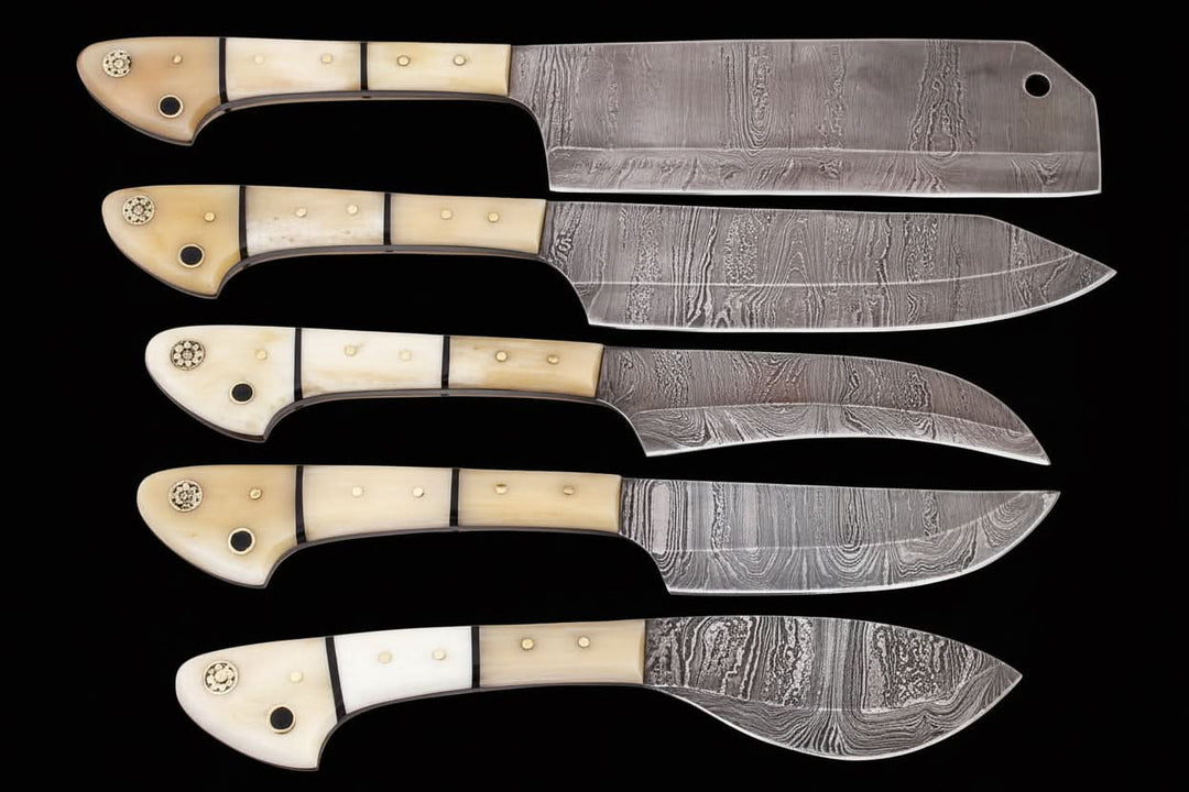 EST Custom Handmade Damascus Steel Beautiful 5Pcs. Kitch DK - 0011 handmade by JW SteelCrafts