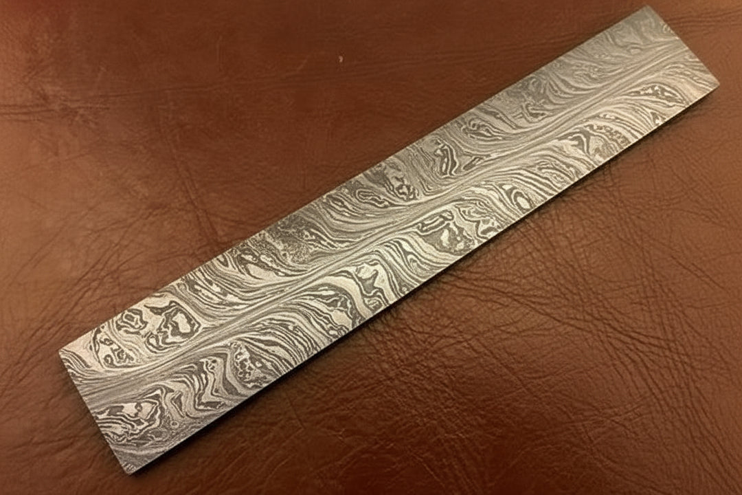 Hand Forged Damascus Steel Billet - Bar - Knife - Razor Making Supplies DE - 0059 handmade by JW SteelCrafts
