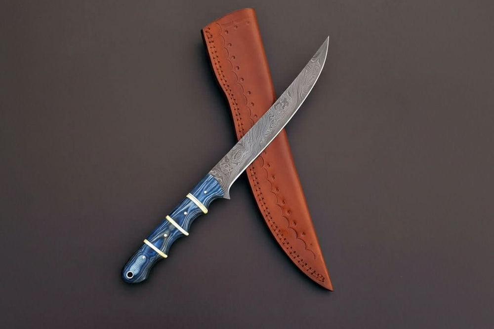 Handmade Damascus Steel Chef Kitchen Fillet Knife' Pakka Wood Handle DK - 0395 handmade Handmade Fillet Knives by JW SteelCrafts