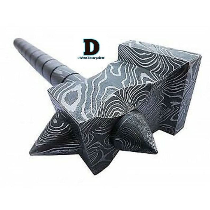 Hand made Damascus steel viking hammer Divine Enterprises handmade Thor Hammer by JW SteelCrafts