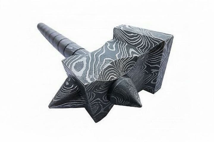 Hand made damascus steel viking hammer handmade by JW SteelCrafts
