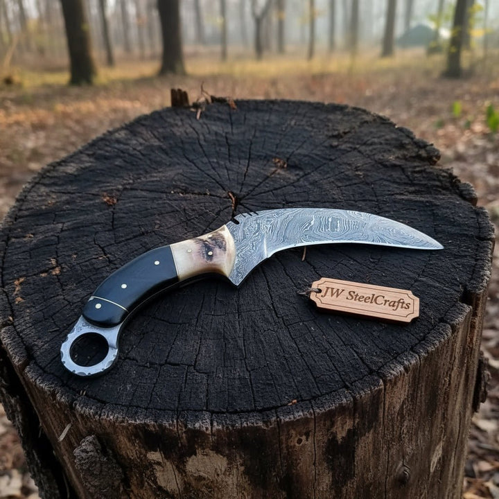 Handmade Custom Damascus Karambit Knife. handmade karambit knife by JW SteelCrafts