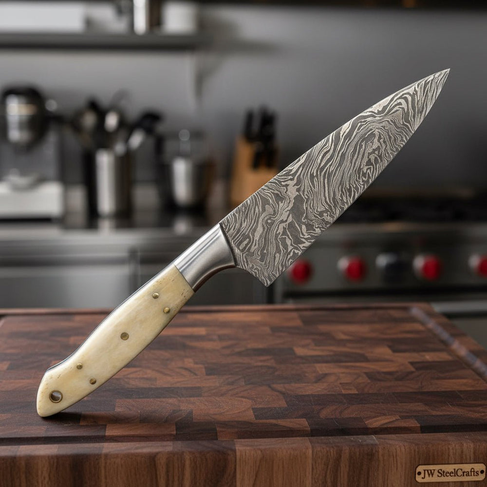Beautiful Hand Made Damascus Steel knife/Kitchen Set DK - 0333 handmade Damascus Steel Chef Knives by JW SteelCrafts