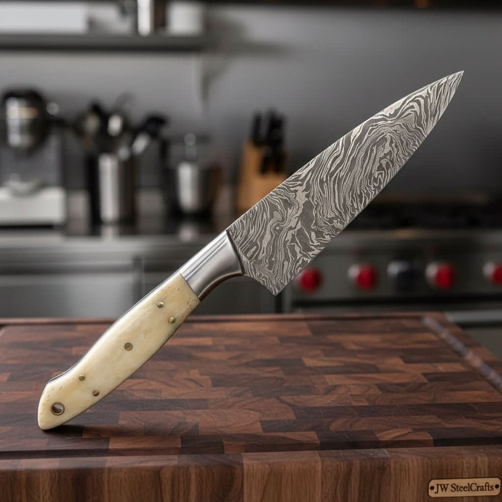 Beautiful Hand Made Damascus Steel knife/Kitchen Set DK - 0333 handmade Damascus Steel Chef Knives by JW SteelCrafts