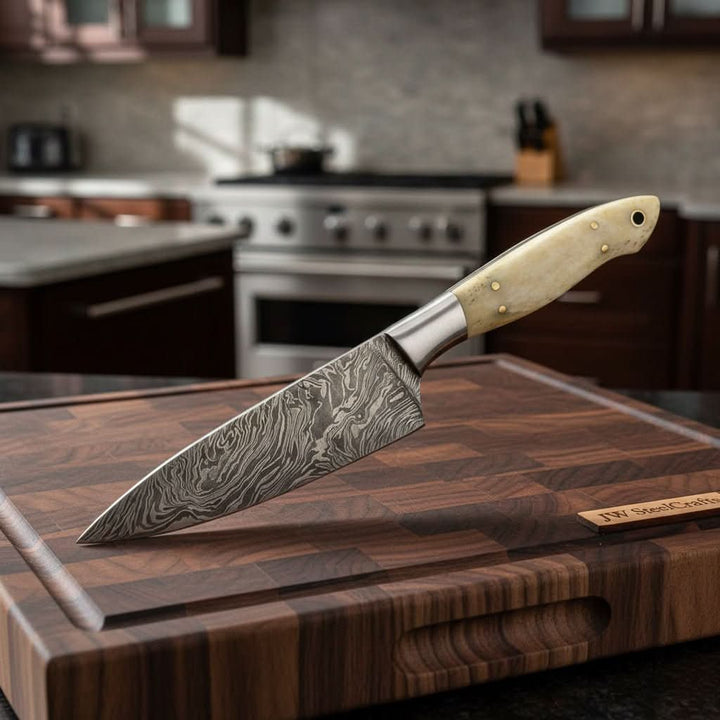 Beautiful Hand Made Damascus Steel knife/Kitchen Set DK - 0333 handmade Damascus Steel Chef Knives by JW SteelCrafts