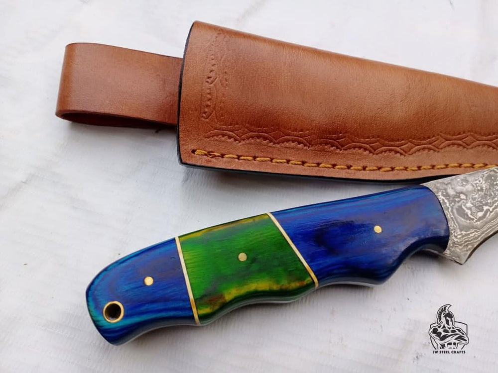 FILLET KNIFE WITH COLOUR WOOD HANDLE handmade Handmade Fillet Knives by JW SteelCrafts