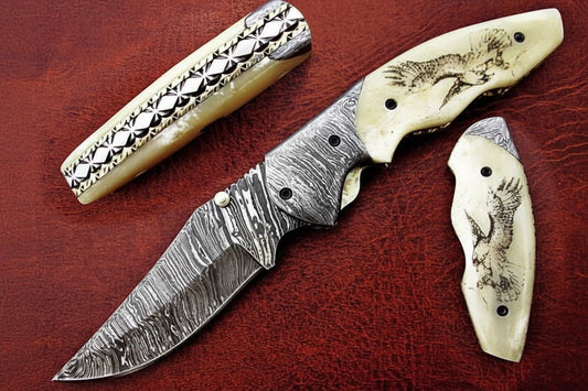 Handmade Folding Knife Damascus Steel handmade Folding Knives by JW SteelCrafts