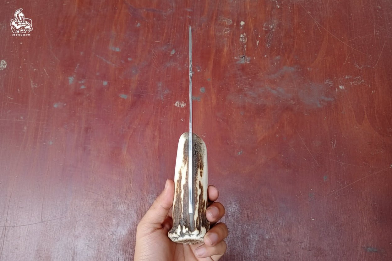 Gut Hook Skinner Knife With Deer Horn and Carbon Steel Blade. handmade Handmade Gut Hook Knives by JW SteelCrafts