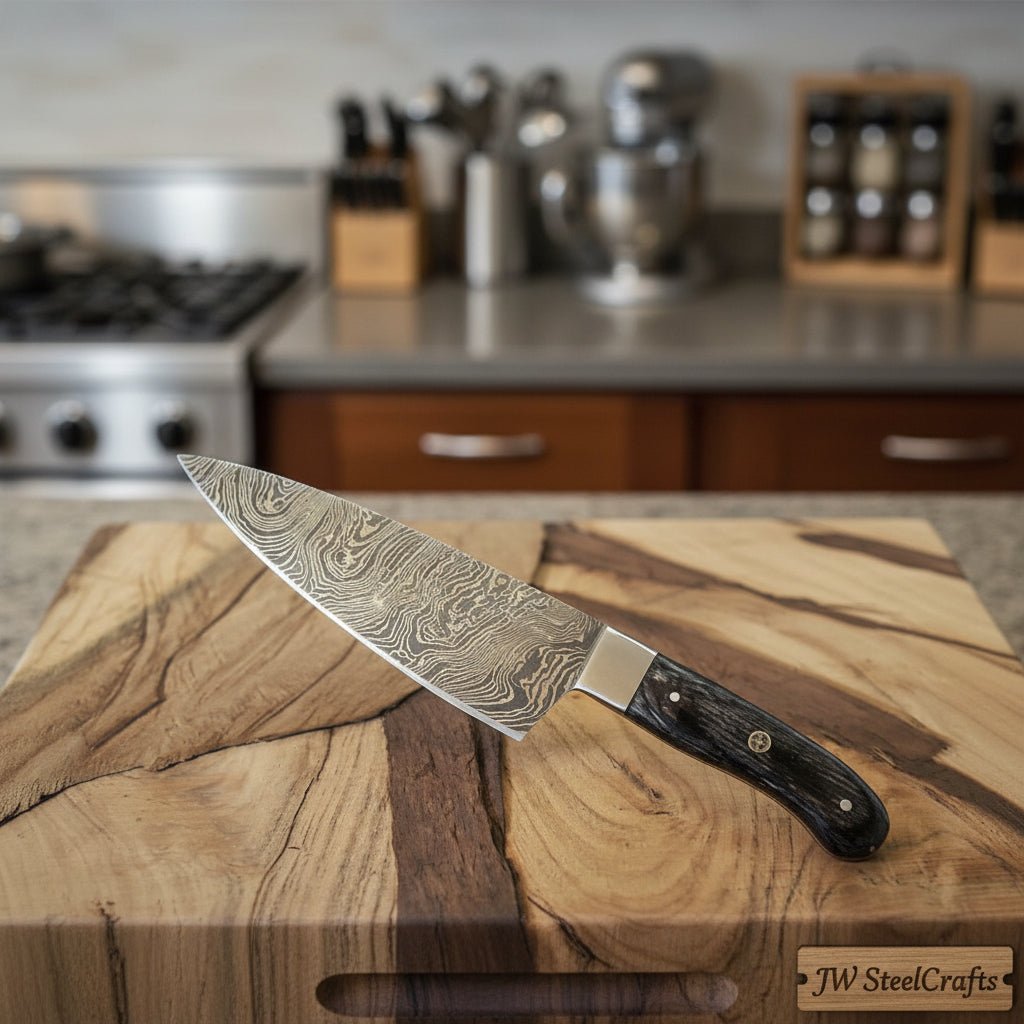 Custom Handmade Damascus Steel Chef knife/Kitchen Knife/Perfect DK - 0329 handmade Damascus Steel Chef Knives by JW SteelCrafts