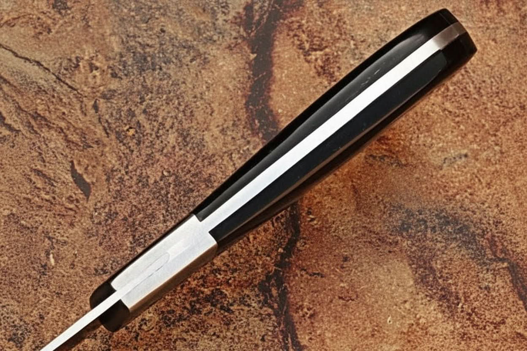 Handcrafted Damascus Steel Chef Knife, Black Resin Handle, Japanese Kitchen Blade by JW SteelCrafts handmade
