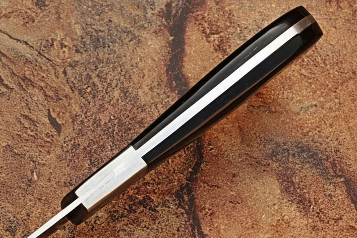 Handcrafted Damascus Steel Chef Knife, Black Resin Handle, Japanese Kitchen Blade by JW SteelCrafts handmade