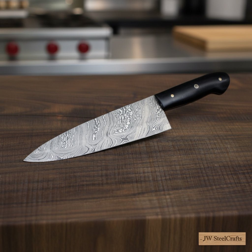 Heavy Duty Large Custom Handmade Damascus Steel Chef Knife 13. DK - 01835" handmade Damascus Steel Chef Knives by JW SteelCrafts