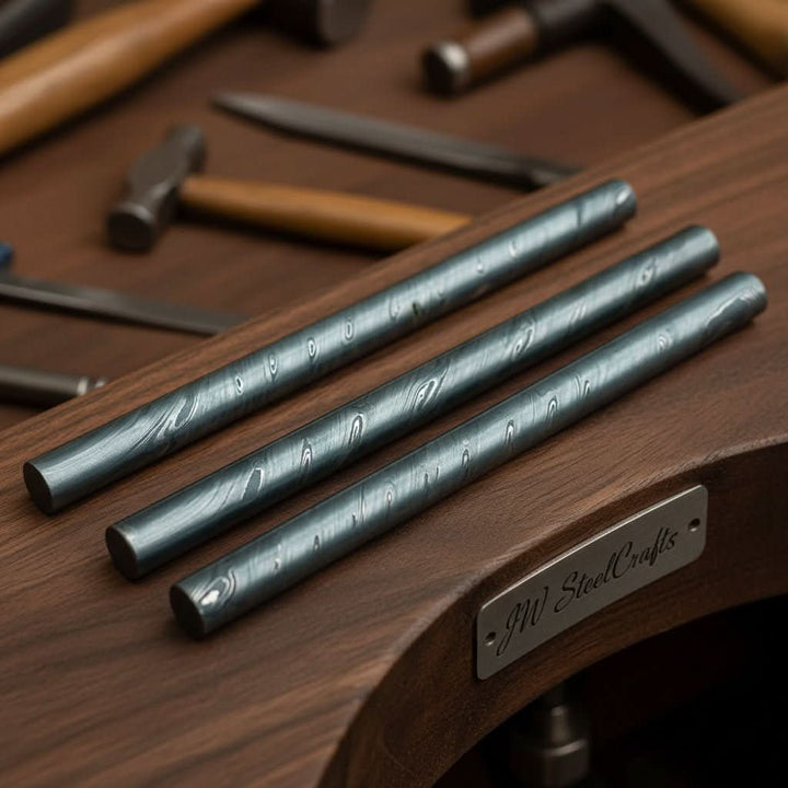 Handmade Damascus Steel Forged Rod 25mm Billet Twist Patter nDK - 0166 3 Pieces/ For Making Jewelery/ Rings and Guards handmade Knife by JW SteelCrafts