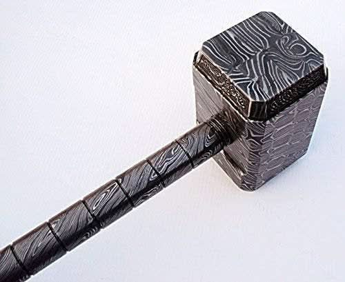 Handmade Full Damascus Steel Hammer – Great Piece of Art MB - 0013 handmade by JW SteelCrafts