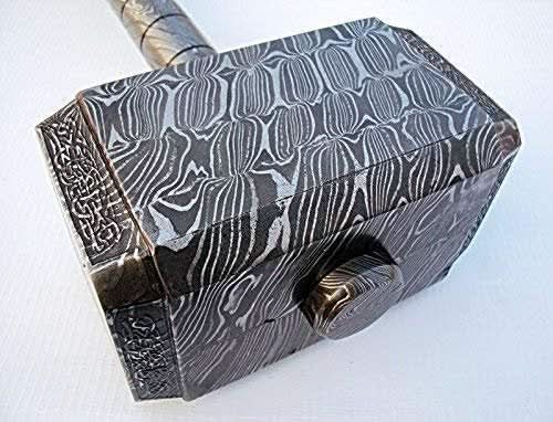 Handmade Full Damascus Steel Hammer – Great Piece of Art MB - 0013 handmade by JW SteelCrafts