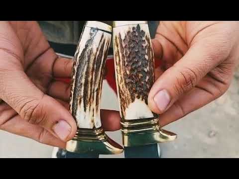 Gut Hook Skinner Knives Pair stag handle
