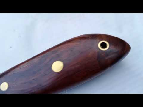 Handmade Full Tang Fillet Knife, 11 inch, Curved Blade, Rosewood Handle