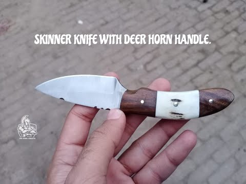 Handmade Skinner Knife Deer Horn Handle Fixed Blade Hunting Knife