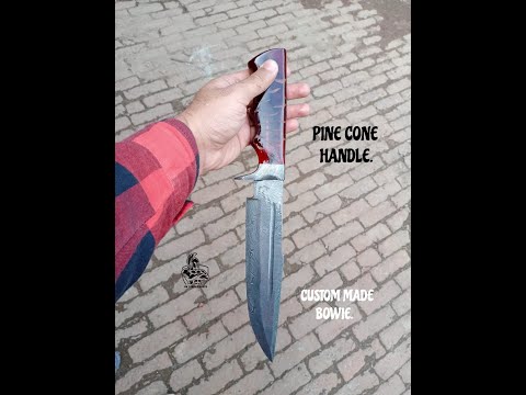 Handcrafted Coffin Handle Bowie Knife in Twisted Damascus Steel