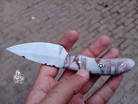 Handmade Skinner Knife Resin Handle 6 Inch Overall Fixed Blade Hunting Knife