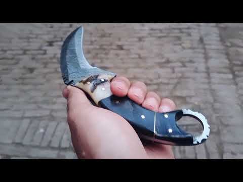 Handmade Custom Damascus Karambit Knife.